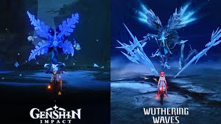 Wuthering Waves Lampylumen Myriad vs Genshin Impact Cryo Regisvine! World Boss Gameplay