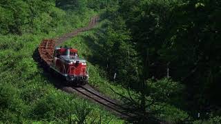 国鉄時代のまま！北海道石北本線で運転されたレール輸送工臨DE15＋チキ車 Rail carriage train,Sekihoku Line,Hokkaido,Japan