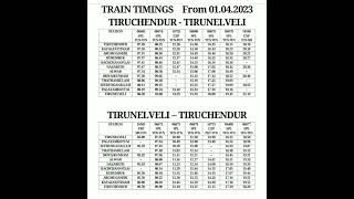 Tiruchendur to Tirunelveli train new timetable 01.04.2023