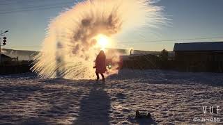 In Mohe country，China#泼水成冰#一32℃Water splashing into ice