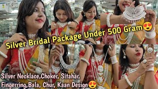 Silver Bridal Package😍Light Weight Necklace,Choker,Sitahar,Bala,Chur Collection🥳.. #bowbazarvlog