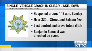 Texas man arrested after DUI crash in Cerro Gordo County