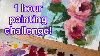 ⏰ 1 hour painting challenge! ⏰ From blank canvas to beautiful roses in one hour!