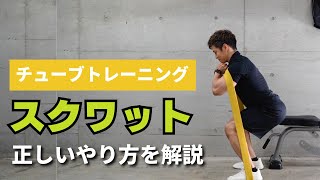 チューブスクワットの正しいやり方。下半身筋力アップの効果を上げるフォームを解説！