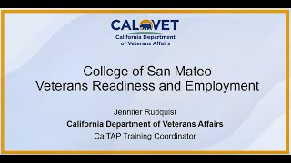 CalTAP | San Mateo College VR\u0026E Overview 04-11-2023