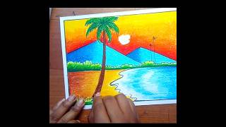 Sunsets Drawing for kids||Easy Sunset Scenary drawing #shorts #shortsfeed #shortvideo #sunset #kids