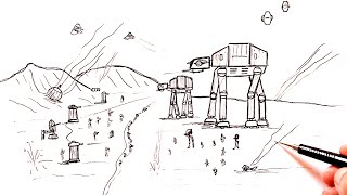 How to draw a Star Wars Battle scene | War scene drawing