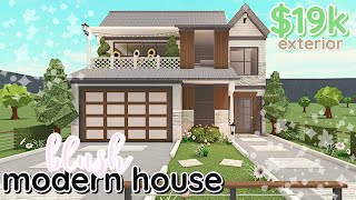 Blush Modern Bloxburg House Build: 2 Story Exterior *WITH VOICE*