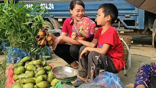 Mother and daughter harvested eggplant, mango, and chili to sell at the market