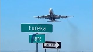 Smokey Delta 747-400 Takeoff from Cell Phone Lot (DTW)