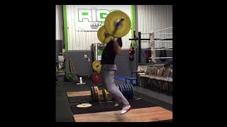 Squat clean no hands snatch 50kg (including fails)