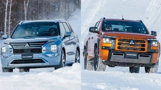 インパクト大！三菱「アウトランダー」と「トライトン」が雪道で見せた驚異の4WD性能❄️🚗✨