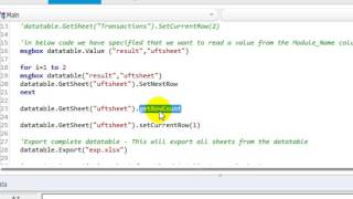 Datatable object in UFT