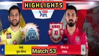 CSK vs KXIP highlights 2020 match 53 | IPL 2020 Highlights | KXIP vs CSK full Highlights