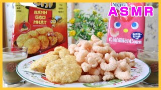 【咀嚼音/ASMR】東ハト キャラメルコーン ネクターピーチ味、亀田製菓 ICHI（イチ）を食べる【Eating Sounds/No.344】