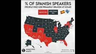 Percentage of Spanish Speakers in US States! #map #spanish #usa #states #language #youtubeshorts