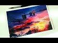 Sunset Sky Watercolor Painting Demonstration/ Sky and Clouds