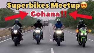 Gohana’s 1st Superbike😱Meetup Pr Z900 ka Tyre Fatt Gya🛞#hayabusa #zx10r #meetup #z900 #ninja300