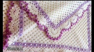 Manta para Bebé tejida a crochet. Paso a Paso. Pañoleta tejida Recién Nacido.