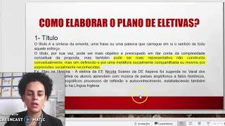 Orientações para a elaboração do Plano das Eletivas