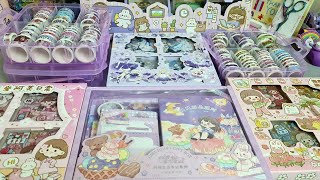 💜✨️unboxing japanese stationery cute 500 stickers,anime scrapbook gift set, and 100 washi tapes ✨