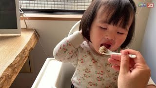 眠いけどがんばって食べます！