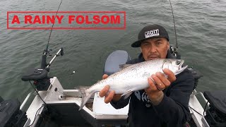 Fishing for Kings on a rainy Folsom Lake