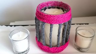 Windlicht basteln aus Einmachglas und Makramee Garn. Diy Sommerdeko.Windlicht selber basteln.