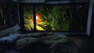 Fall asleep instantly with heavy rain, thunder, strong wind & fog in a warm room at night