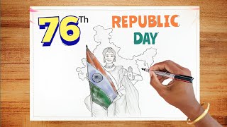 Republic Day Poster Drawing || Easy Republic Day Outline  @RahulParmarArts