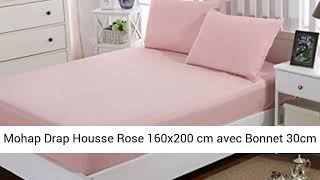 Mohap Drap Housse Rose 160x200 cm avec Bonnet 30cm en Microfibre