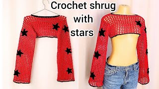 Easy Crochet Shrug With Stars Tutorial. Beginner Friendly Tutorial