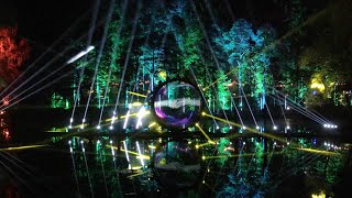 The Enchanted Forest 2022 Together Alive light show over lake in Faskally Woods, Pitlochry, Scotland