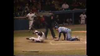 BO JACKSON THROWS RUNNER OUT AT HOME - APRIL 18, 1988