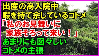 【スカッとする話】出産の為入院中のコトメ。暇を持て余しているらしく「私のお見舞いに家族そろって来い！」コトメのあまりにも図々しすぎる我儘に一同困惑。そして…（スカッとカーニバル）