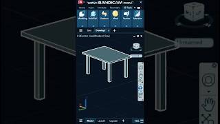 #shorts Modeling a 3d Table in AutoCad easy and quick 💥💥
