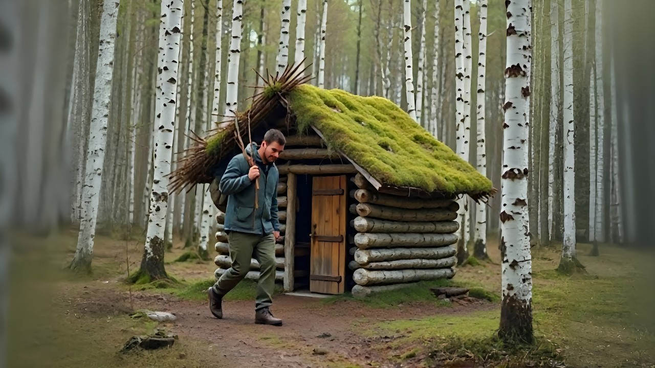 House Bushcraft Forest Building Start To Finish Solo Camping Youtube