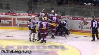 Marco Maurer hit to the head Taylor Pyatt - GSHC v HCLugano