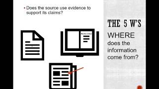 Evaluating Sources Using the 5 Ws