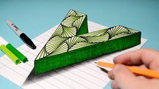 How to Draw 3D Letter V / Cool Spiral Drawing Pattern - Amazing Trick Art by Jon Harris