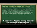 Master Spring Security Basics for Java Developers 🔒 | Secure Your Apps Tutorial! 🔑
