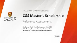 2023 CGS Master's Scholarship: Reference Assessments