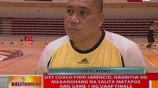 BT: UST coach Pido Jarencio, nagbitiw ng maanghang na salita matapos ang Game 1 ng UAAP Finals