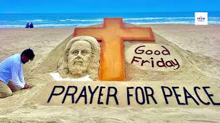 Good Friday | Sudarsan Pattnaik creates sand sculpture of Jesus Christ at Puri beach #youtubeshorts