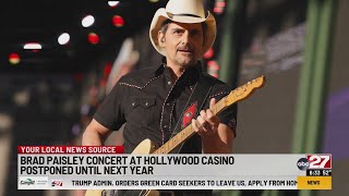Brad Paisley concert at Hollywood Casino postponed until next year