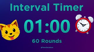 Stopwatch Interval Timer 60 sec / 1 min (no breaks) 60 rounds