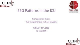 EEG Patterns in the ICU by Prof Lawrence Hirsch