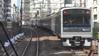 小田急小田原線の玉川学園前駅～町田駅間を走行する3000形の前面展望