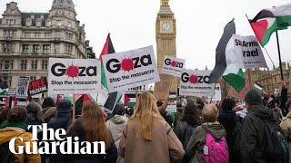 Pro-Israel and pro-Palestine protesters cross paths in London