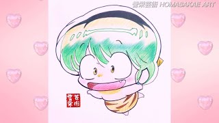 うる星やつら　色鉛筆でテンちゃんを一気描く　可愛いキャラ Drawing Urusei Yatsura#テンちゃん　#ラムちゃん　#描き方